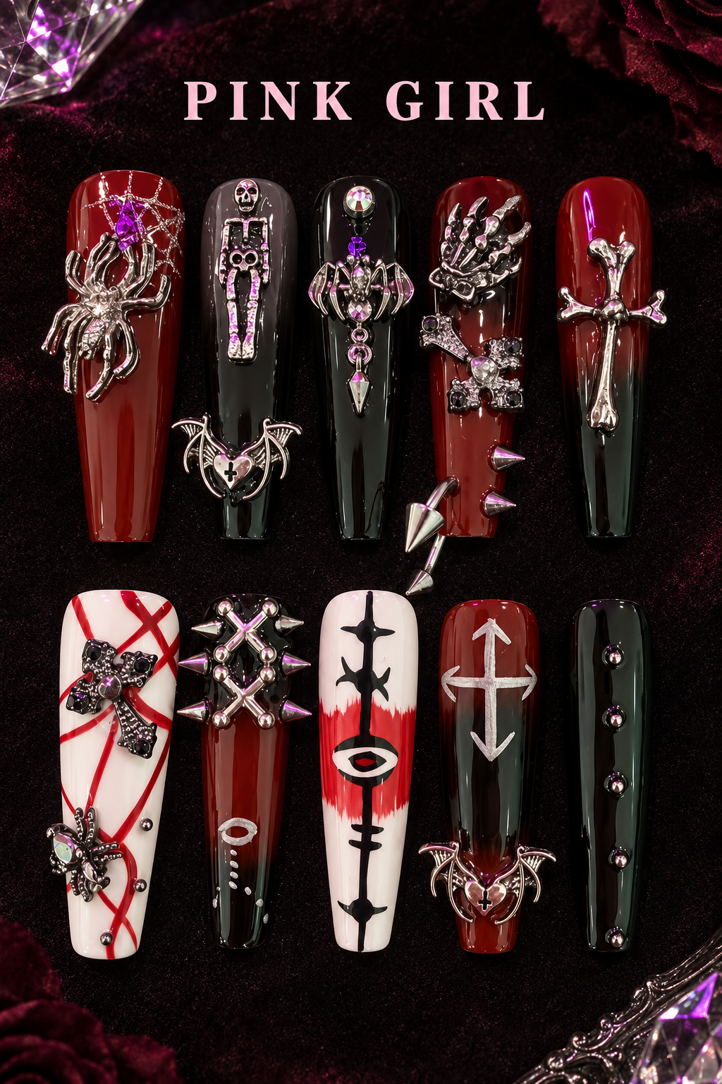 Burgundy Moon Fairy Press-On Nails