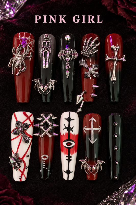 Crimson Gothic Night Press-On Nails