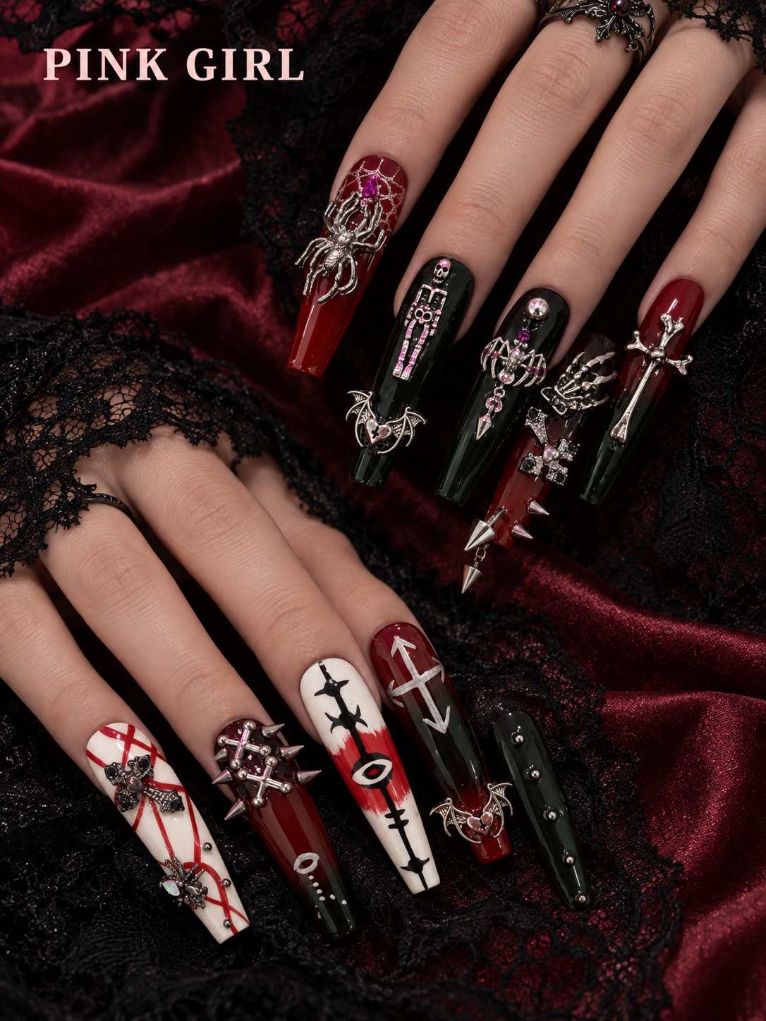 Burgundy Moon Fairy Press-On Nails