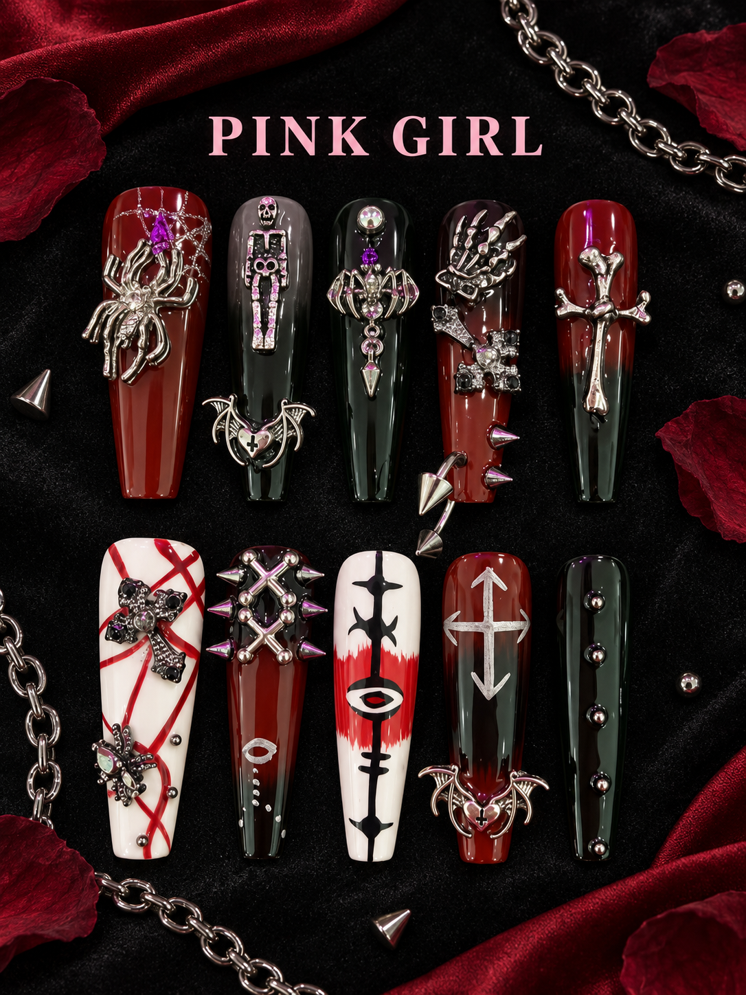Burgundy Moon Fairy Press-On Nails