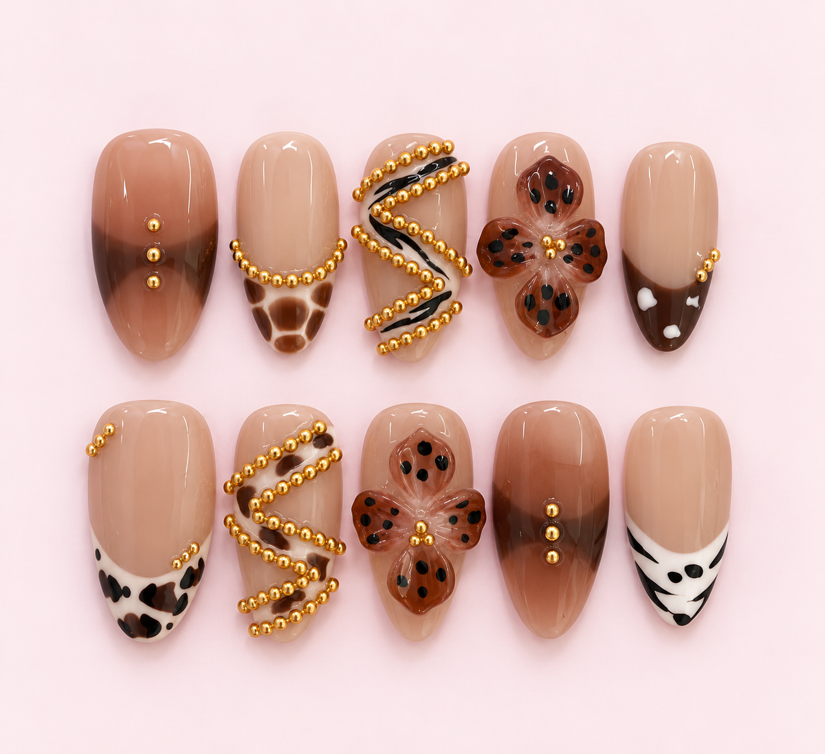 Mocha Leopard Butterfly Press-On Nails